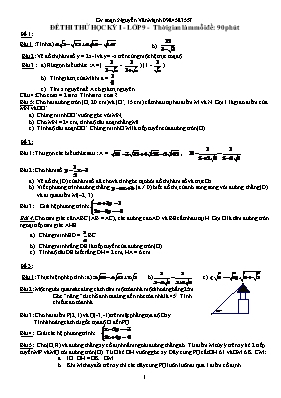 14 Đề thi thử học kỳ I môn Toán - Lớp 9